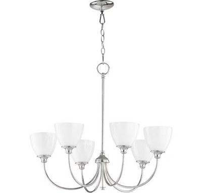 Quorum 6109-6-62 Celeste 28'' 6-Light Chandelier in Polished Nickel