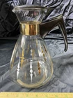 Vintage Mid Century Pyrex Flameproof Coffee Pot Carafe 8 Cup Black Gold White