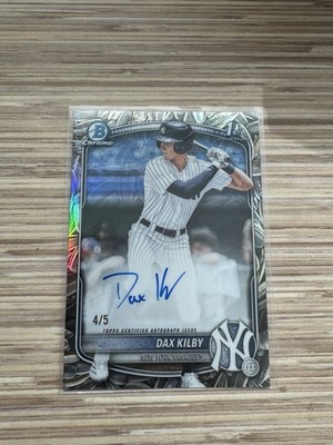 2025 Bowman Draft Dax Kilby Auto /5 Sunflower Seed SP New York Yankees 1st