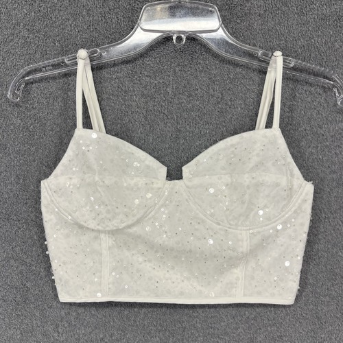 12th Tribe Pailletten Bustier Crop Top Damen klein Doppelträger Festival Party Top - Bild 2 von 13