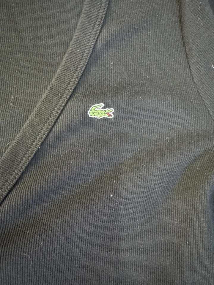 Lacoste Cardigan Sweater WomensSmall 46 Black V-Neck Button Front Made in France - Image 4 of 4