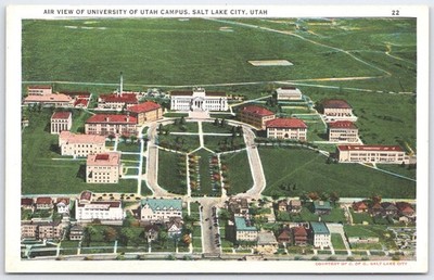 University of Utah Campus Salt Lake City UT Aerial View Postcard Tichnor