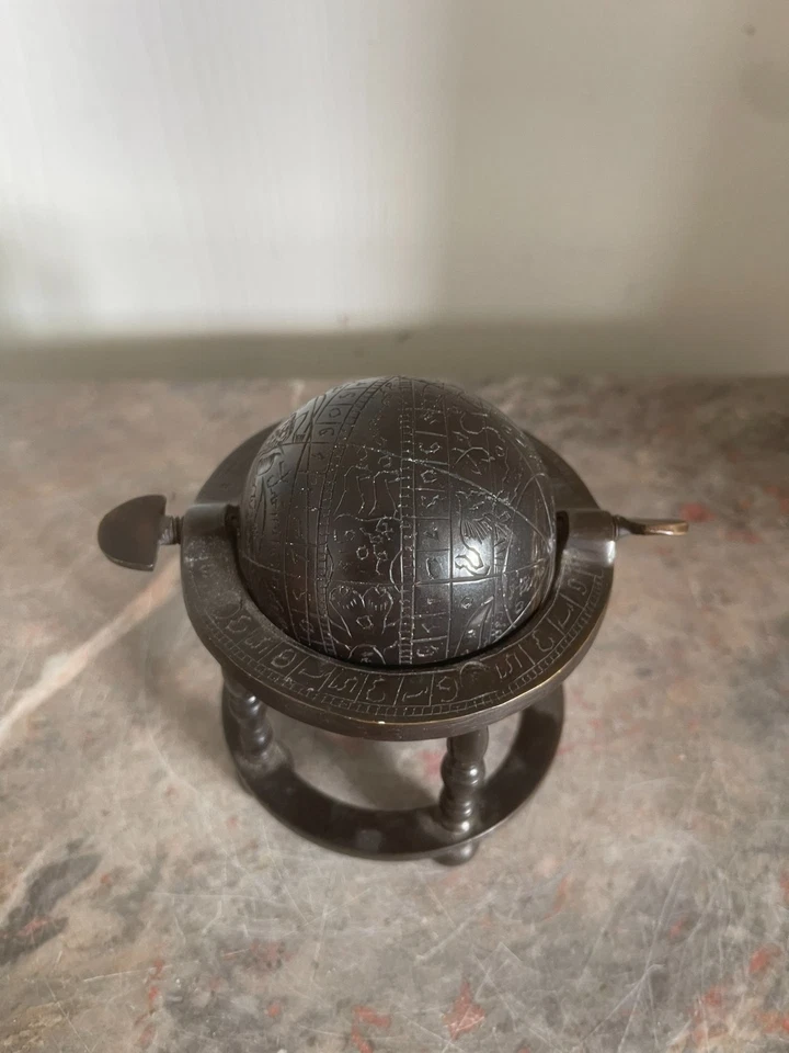 Ancien Astrolabe Globe Terrestre Bronze Inde Iran - Photo 3/4