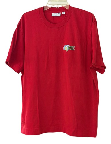 Izod Lacoste Holiday Relaxed Fit Comic Effect Badge Red T Shirt TH1362 sz XL