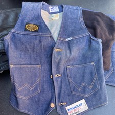Vintage Wrangler Harley Davidson Large Button Vest Made In USA No Fault Denim