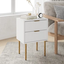 Nightstand with Drawers, Small Fluted Night Stand, End Table for Living Room,...