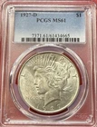 1927-D Peace Silver Dollar $1 PCGS MS61