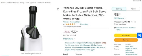Yonanas Classic 902 (200W) Soft Serve Healthy Dessert Maker - Silver - Picture 6 of 6
