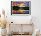 Lake & Forest Print, Nature Wall Art, Lake Sunset Framed Forest Wall Art, Nature