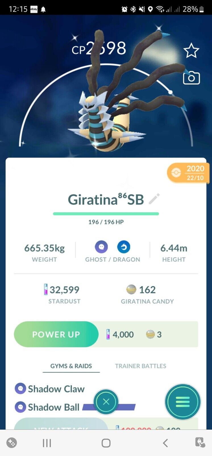 Pokemon Shiny Giratina Origin-LV40-3 Moves-Trade 20k or 1M or 30 days  friendship