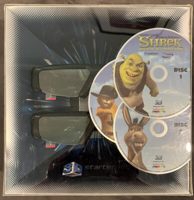 3D GLASSES STARTER KIT Samsung. TWO 3D GLASSES & SHREK 1-3 BLU RAY NEW