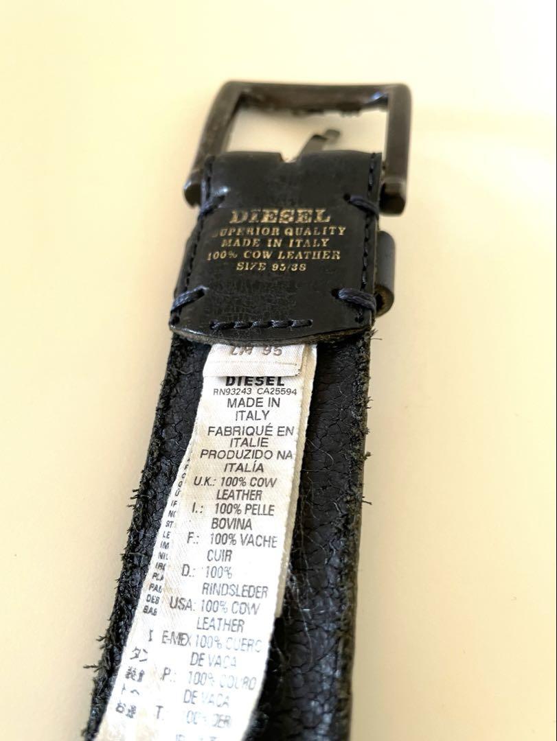 Diesel Men Leather Belt With Logo Buckle 95 Casual Classic