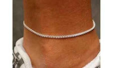 2MM Solid 925 Sterling Silver Italian DIAMOND CUT Bismark Anklet 9" or 10"