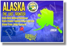Alaska Geography - NEW U.S State Travel POSTER
