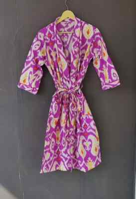 1 PC Indian block Print 100% cotton robe gown Hippie women maxi kimono dresses