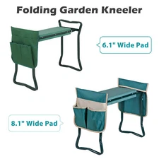 6"/8" Garden Kneeler Seat w/EVA Folding Portable Bench Kneeling Pad & Tool Pouch