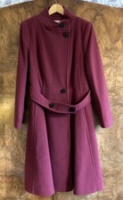 Bnwt - Kaliko Burgundy Wool Winter Coat, Uk 14