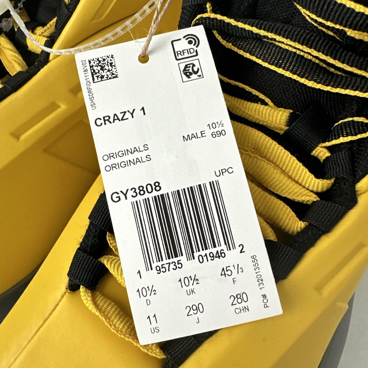 Adidas Crazy 1 Sunshine 2022 Men's 11 Kobe Bryant Yellow