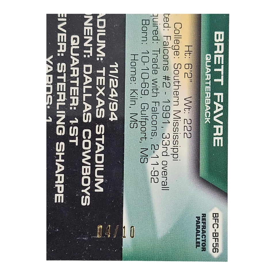 2007 Topps Chrome Flight to 420 | RED Refractor | #BF56 | Brett Favre | #'d 4/10 - Image 3 of 3