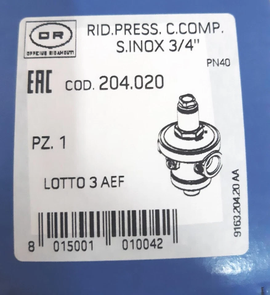 RIDUTTORE DI PRESSIONE 3/4" PN 40 RIGAMONTI 204.020 MANOMETRO E BOCCHETTONI - Immagine 3 di 4