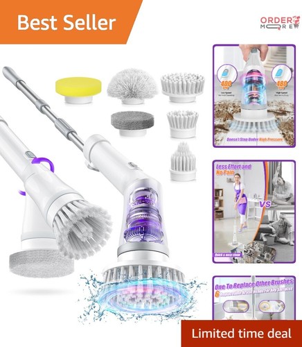 Electric Spin Scrubber Polypropylene Cordless Multi-Brush for Bathroom Cleaning
