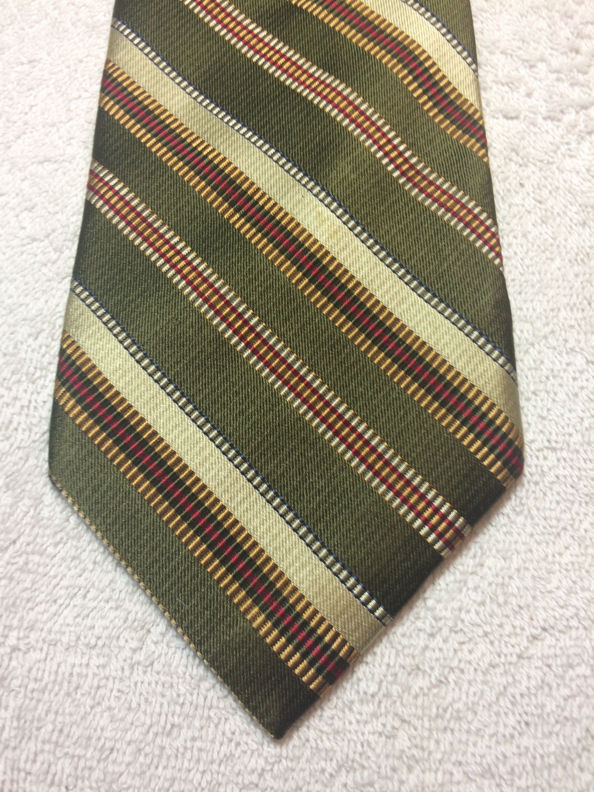 JOS A BANK GREEN RED GOLD STRIPED MENS TIE 4 x 60 eBay
