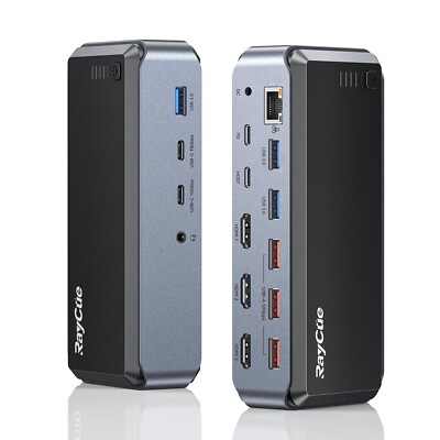 USB C Docking Station Triple Monitor, Raycue 15 IN1 MacBook Pro Docking Stati...