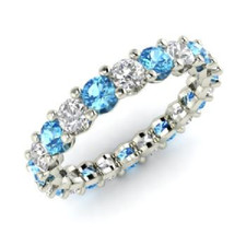 2.54 Ct Natural Topaz Diamond Wedding Bridal Eternity Band 14K White Gold