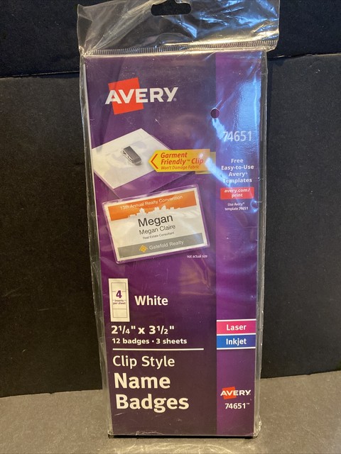 Avery Clip Style Name Badges 12 74651 for sale online | eBay