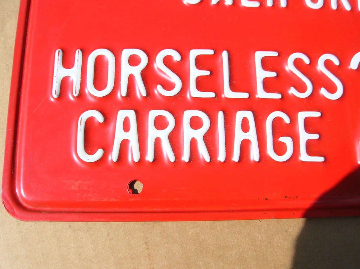 Vintage California Horseless Carriage license plate.Good cnd.Minor