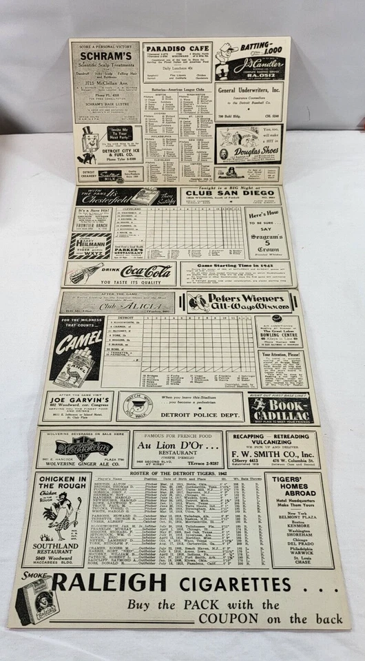 1942 Official Detroit Tigers vs Cleveland Indians Score Card at Briggs Stadium - Image 4 of 4