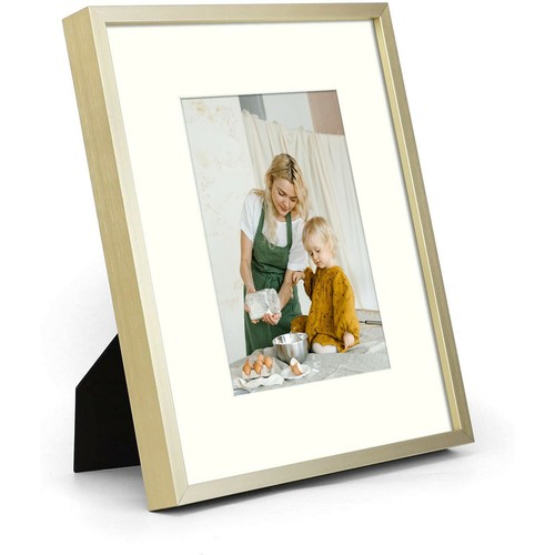 Cornici in alluminio oro 8x10 con tappetini avorio e vetro per foto 5x7 cornice foto - Foto 4 di 7