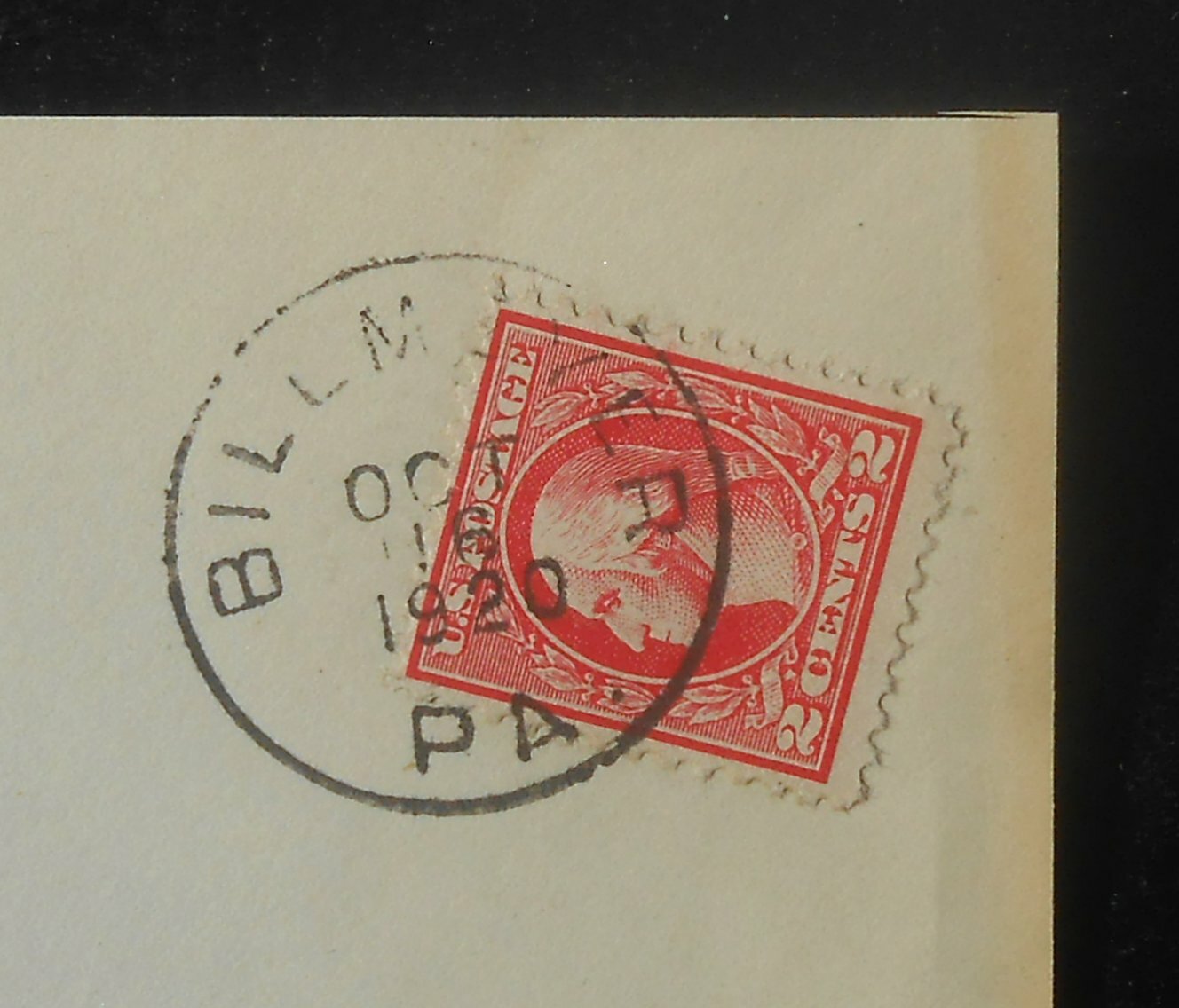 1920 POSTAL HISTORY Rare Postmark Billmeyer PA Lancaster Co Cover
