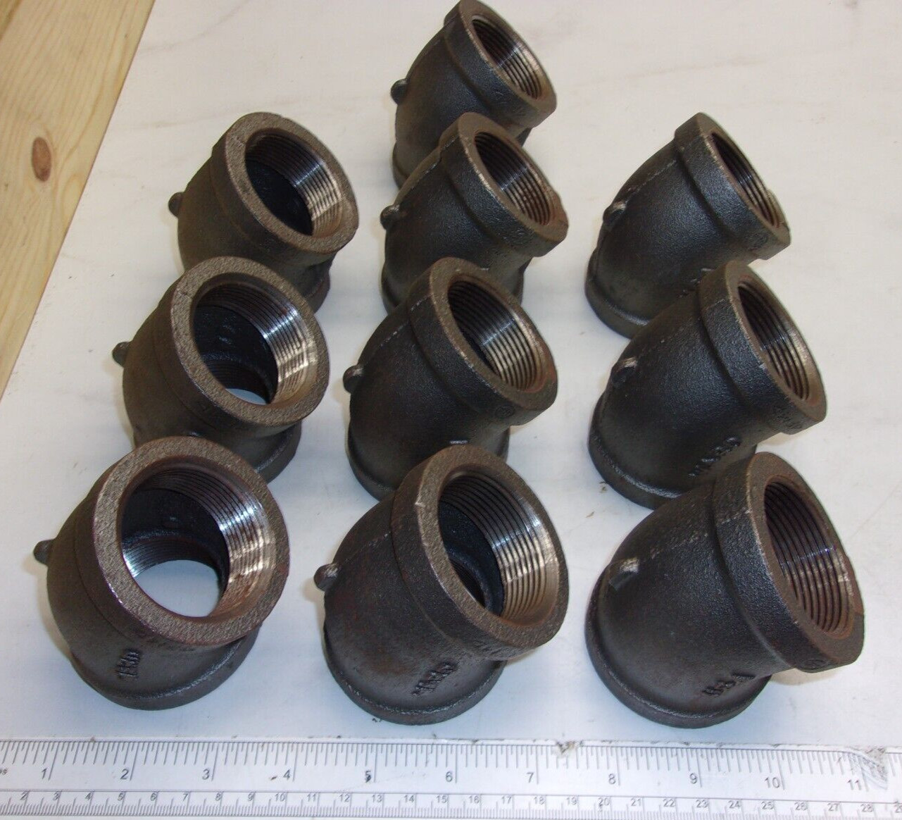 WARD 45 Degree Elbow Pipe Fitting Black Malleable Iron 1-1/2" NPT Female, 1446A