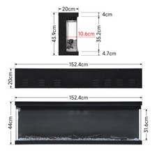 Image of 50/60" Electric Fireplace Panoramic Media Log Fire Insert LED 3 Sided Fireplace