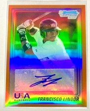 Francisco Lindor 2010 Bowman Chrome ORANGE Refractor ￼Rookie RC Autograph /25