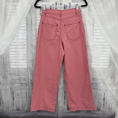 Kate Spade Size 0 Pink Wool Cotton Heather Basket Weave Pants Wide Leg Crop B29 - Picture 5 of 11