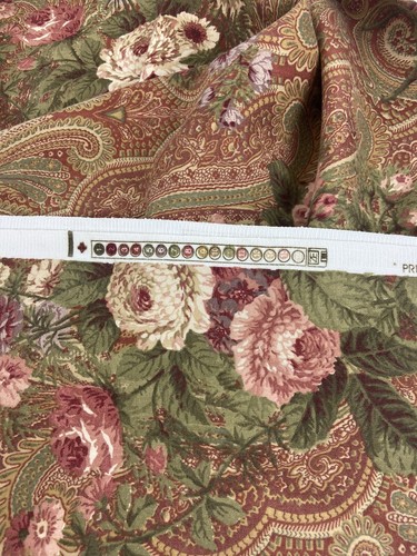 Vintage WAVERLY ‘Primrose Paisley’ Fabric 3 Yds x 56” Floral Print Pink Rose - Picture 6 of 8