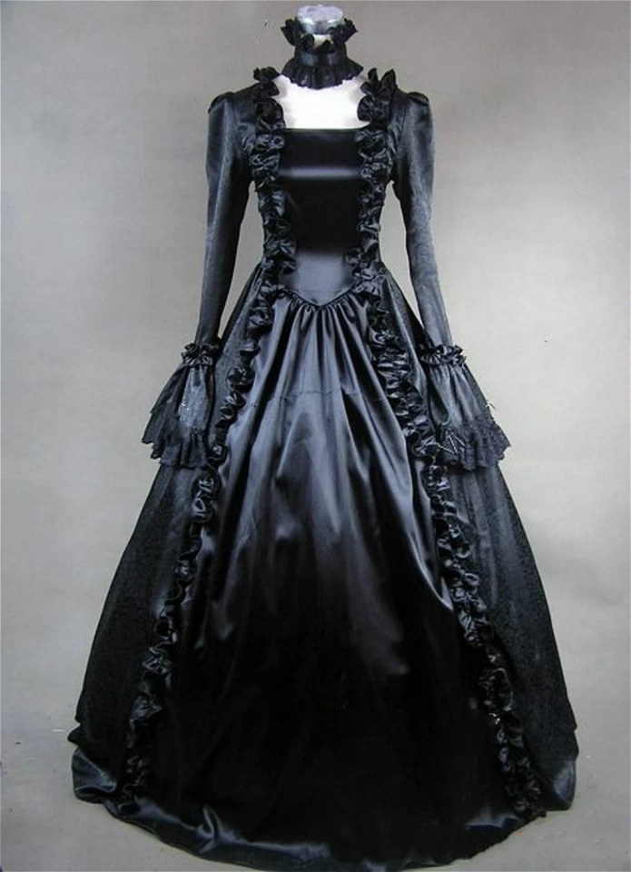 Damen Lolita Viktorianisch Gothic Kleid Rüschen Steampunk Abend Retro Kostüm Neu - Bild 2 von 4