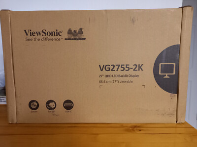 NEW! ViewSonic VG2755-2K 27'' IPS 1440p Monitor with USB C 3.1, HDMI, DisplayPort