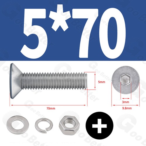 M4 M5 M6 Bolts and Nut Washer Socket Countersunk Hex Screws Set A2 Stainless - Picture 58 of 94
