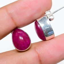 Pink Onyx Gemstone Handmade 925 Starling Silver Jewelry Stud Earring 0.75