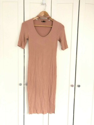 bodycon dress topshop TOPSHOP Seamed Long Sleeve Bodycon Dress Size 6