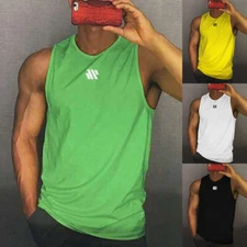 Muscle Singlets Workout Sport Tank Top Fitness Sleeveless T-shirt Men Loose Gym 