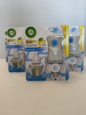 Air Wick Plug In Warmer + 1 Refill Scented Oil Fresh linen Lot Of 7