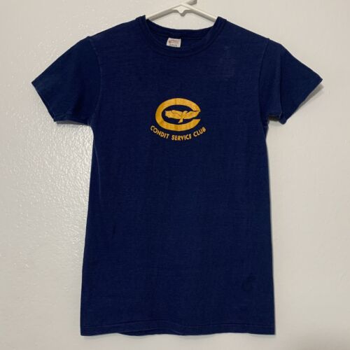 Vintage 1970s Condit Service Club T-Shirt S Blue … - image 1
