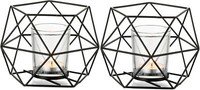 Teelichthalter Kerzenhalter Schwarz Geo 2Er Set Moderne Deko