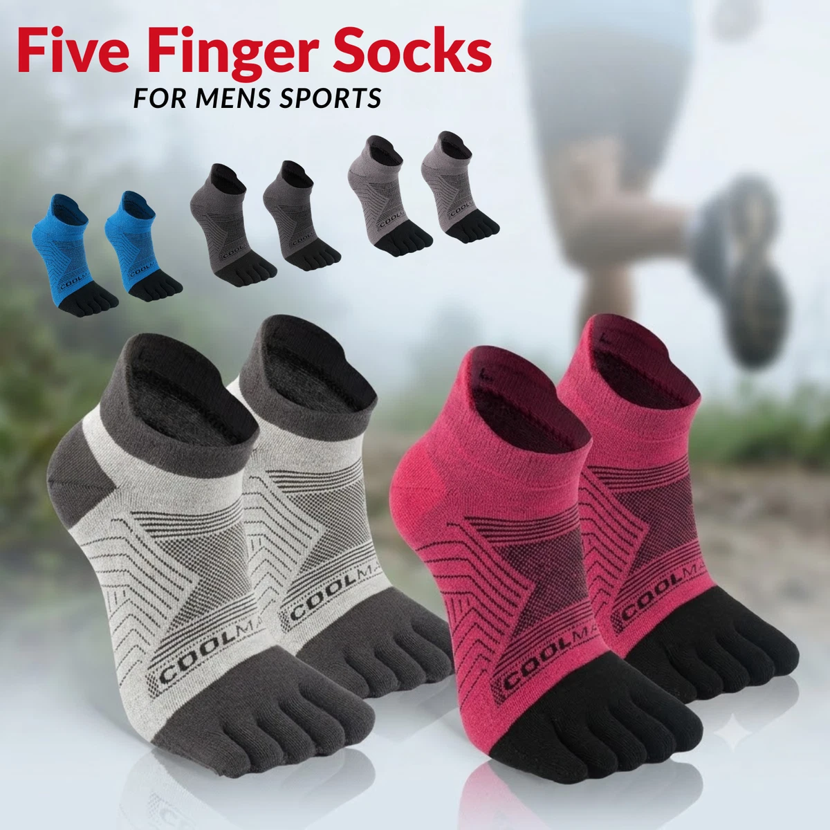 5 Finger Toe Socks Sports Running Ankle Socks Breathable Men Women Unisex