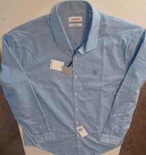 NEW Calvin Klein XL Slim Fit Button Shirt - 17.5 34-35 Steel  Performance...