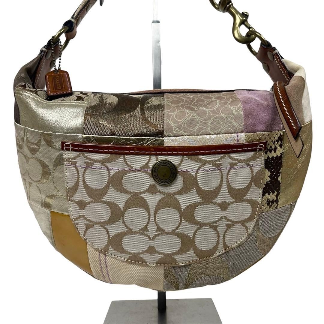 Coach patchwork 10019 Half Moon Shoulder Bag Leat… - image 1